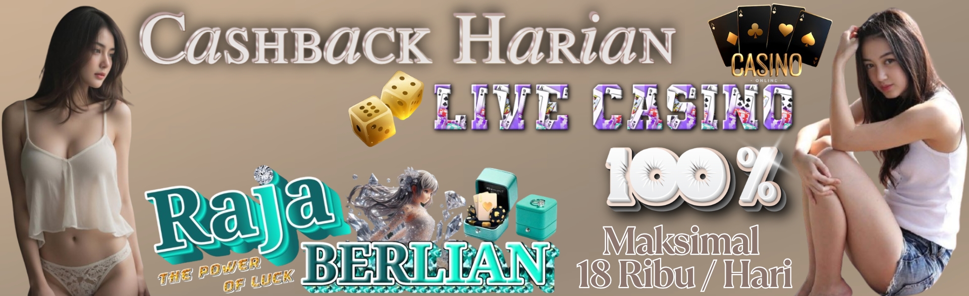 Rajaberlian Cashback Harian Casino 100%